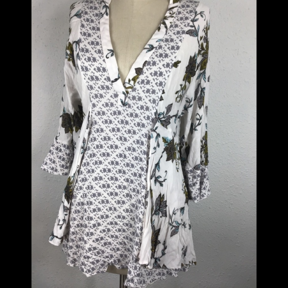 Free people white floral tunic blouse p/s
